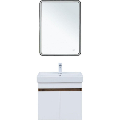 Тумба под раковину Aquanet Оптима 60 344791 подвесная Дуб рустикальный Белый сатин