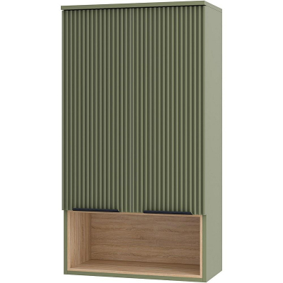 Подвесной шкаф Brevita Enfida 60 ENF-08060-081 над стиральной машиной Зеленый матовый Дуб Сонома светлый