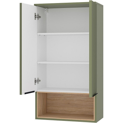 Подвесной шкаф Brevita Enfida 60 ENF-08060-081 над стиральной машиной Зеленый матовый Дуб Сонома светлый