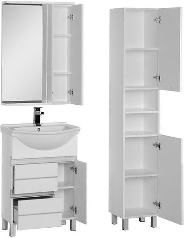 Тумба с раковиной Aquanet Доминика 60 212754 Белая, купить, цена, заказать, магазин, доставка, скидка, промокод, купить, цена, заказать, магазин, доставка, скидка, промокод