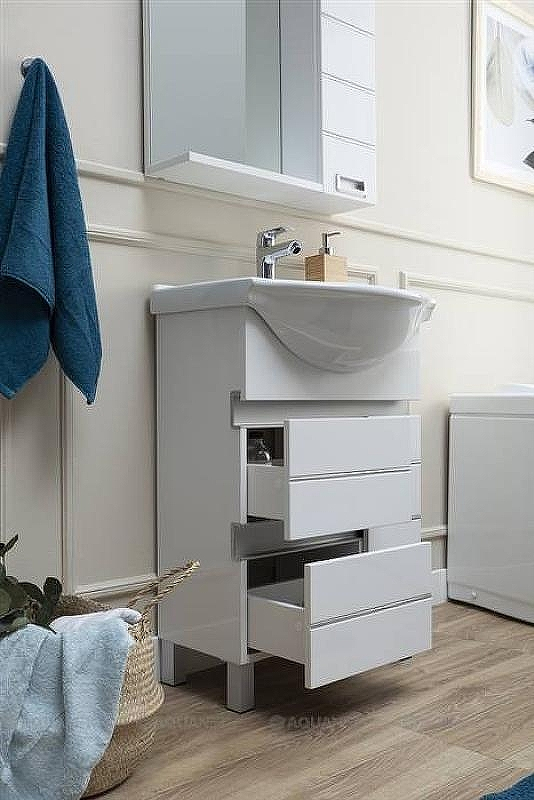Тумба с раковиной Aquanet Доминика 60 212754 Белая, купить, цена, заказать, магазин, доставка, скидка, промокод, купить, цена, заказать, магазин, доставка, скидка, промокод