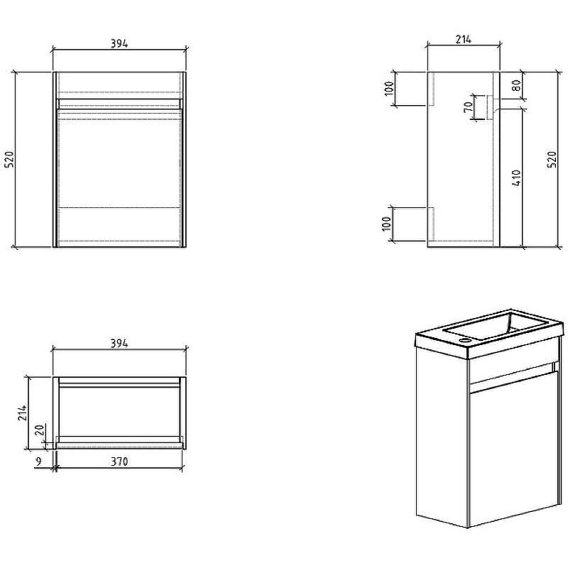 Тумба под раковину BelBagno Pietra Mini 40 PIETRA MINI-400-1A-SO-BL-L подвесная Bianco Lucido, купить, цена, заказать, магазин, доставка, скидка, промокод, купить, цена, заказать, магазин, доставка, скидка, промокод