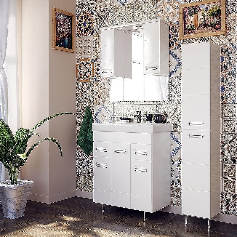 Зеркало со шкафом Stella Polar Фиора 55 SP-00000209 Белое, купить, цена, заказать, магазин, доставка, скидка, промокод, купить, цена, заказать, магазин, доставка, скидка, промокод