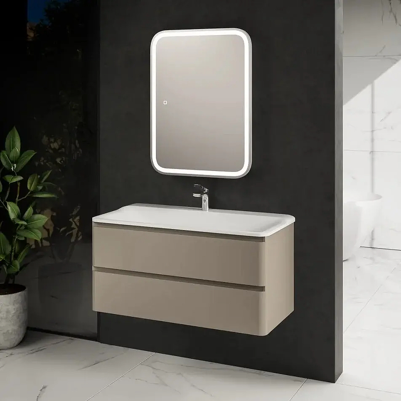 Тумба под раковину AQUAme S4 100 AQM900410BG подвесная цвет Бежевый, купить, цена, заказать, магазин, доставка, скидка, промокод, купить, цена, заказать, магазин, доставка, скидка, промокод