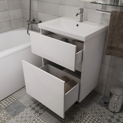 Тумба под раковину 1MarKa Aris 60Н Ц0000035775 цвет Белая аляска Белый глянец