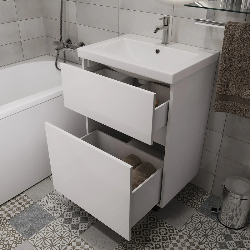 Тумба под раковину 1MarKa Aris 60Н Ц0000035775 цвет Белая аляска Белый глянец, купить, цена, заказать, магазин, доставка, скидка, промокод, купить, цена, заказать, магазин, доставка, скидка, промокод