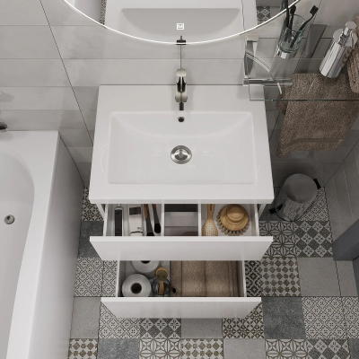 Тумба под раковину 1MarKa Aris 60Н Ц0000035775 цвет Белая аляска Белый глянец