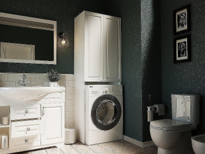 Шкаф пенал 1MarKa Wall Classic 67 У79534 над стиральной машиной Белый глянцевый