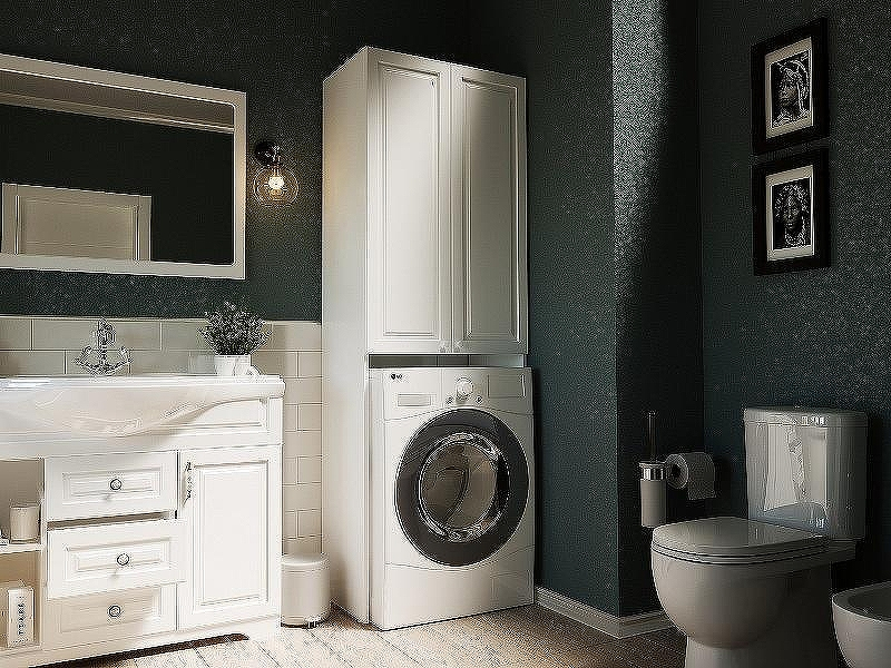 Шкаф пенал 1MarKa Wall Classic 67 У79534 над стиральной машиной Белый глянцевый, купить, цена, заказать, магазин, доставка, скидка, промокод, купить, цена, заказать, магазин, доставка, скидка, промокод