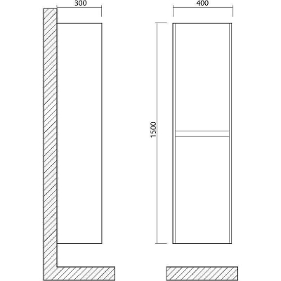 Шкаф пенал Art&Max Family-1500-2A-SO-BL подвесной Белый глянец