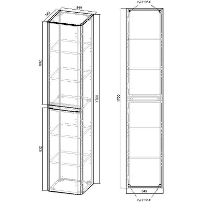 Шкаф пенал Vincea Vico 35 VSC-2V170CN подвесной Carbone