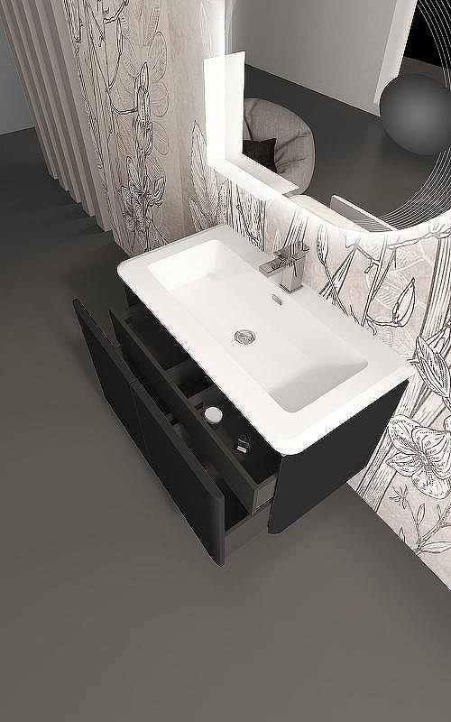 Тумба под раковину Cezares Stylus 94 55227 подвесная Nero grafite, купить, цена, заказать, магазин, доставка, скидка, промокод, купить, цена, заказать, магазин, доставка, скидка, промокод