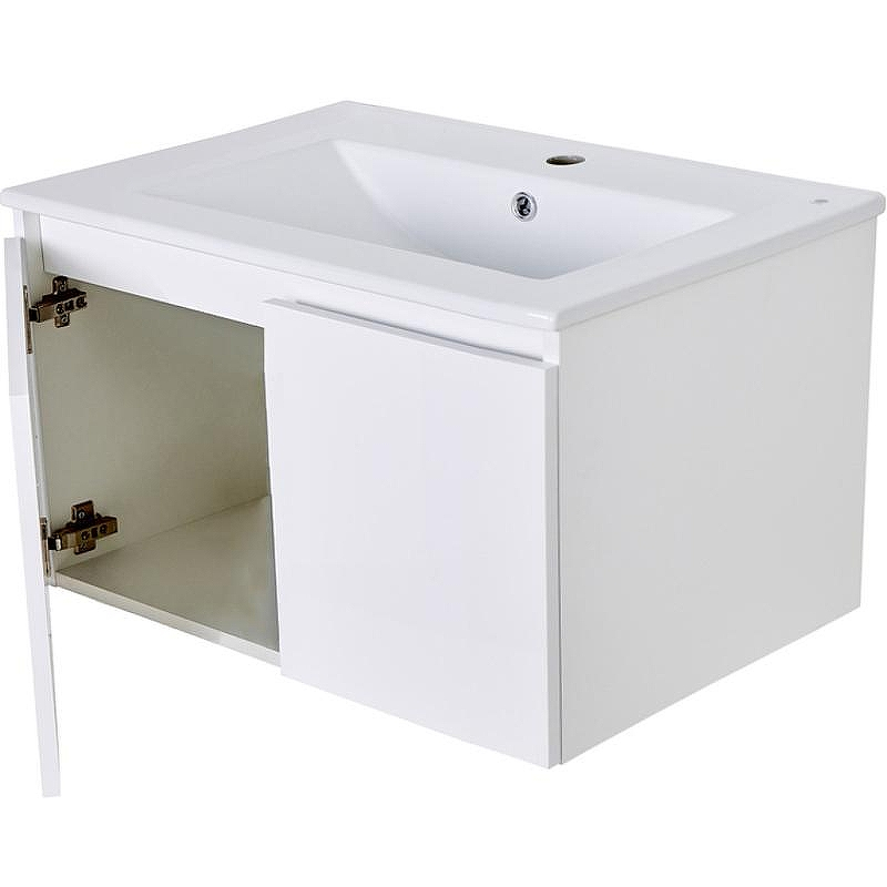 Тумба с раковиной Orange Квадро 60 KV-60TUW+Ra подвесная Белый глянец, купить, цена, заказать, магазин, доставка, скидка, промокод, купить, цена, заказать, магазин, доставка, скидка, промокод