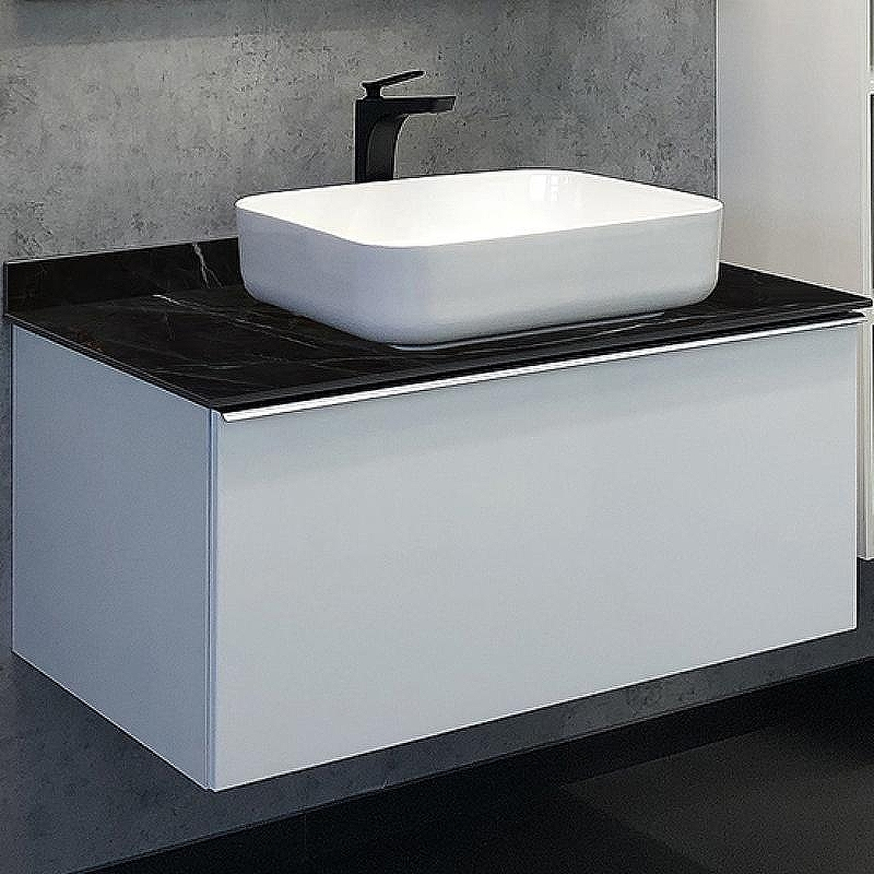 Тумба с раковиной Comforty Милан 90 00-00014008 подвесная Белая гляцевая Калакатта Блэк, купить, цена, заказать, магазин, доставка, скидка, промокод, купить, цена, заказать, магазин, доставка, скидка, промокод