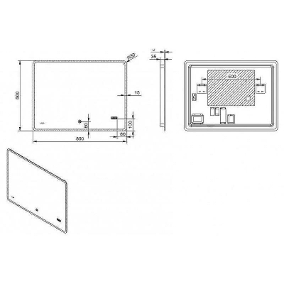 Зеркало Esbano 80 ESMI2073RDS с подсветкой с сенсорным выключателем с подогревом и часами