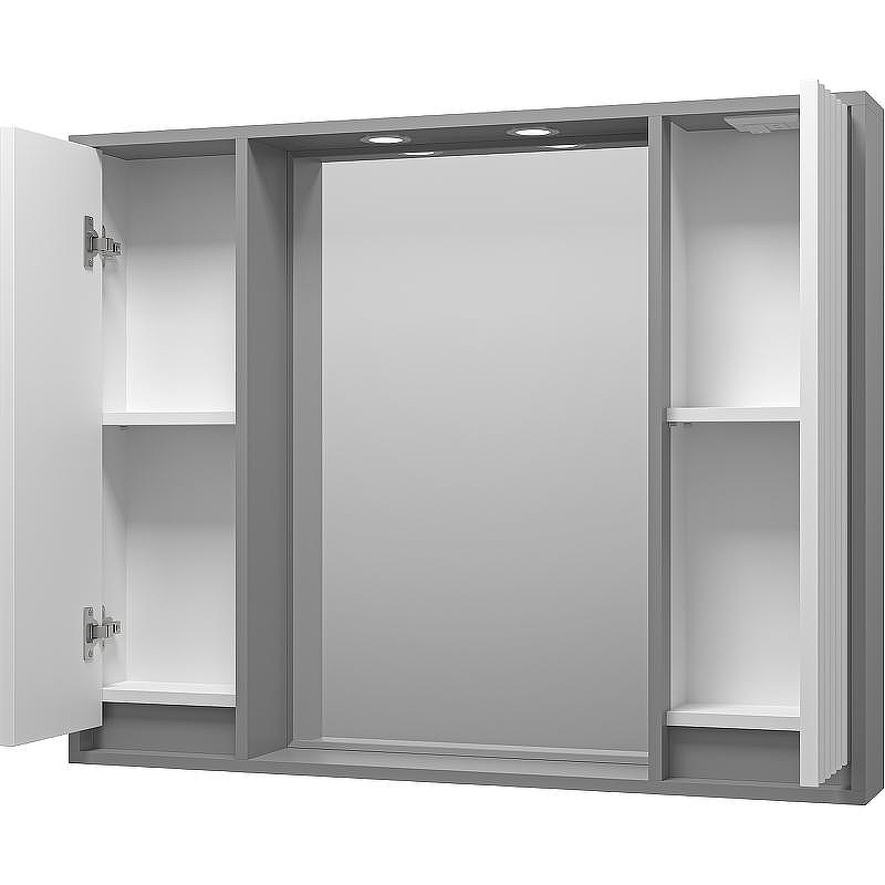 Зеркало со шкафом Brevita Balaton 100 BAL-04100-01-01 с подсветкой Белое матовое Серое матовое, купить, цена, заказать, магазин, доставка, скидка, промокод, купить, цена, заказать, магазин, доставка, скидка, промокод