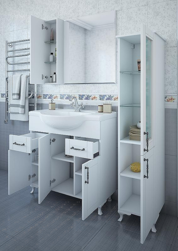 Тумба под раковину Sanflor Глория 85 С000005710 Белая матовая, купить, цена, заказать, магазин, доставка, скидка, промокод, купить, цена, заказать, магазин, доставка, скидка, промокод