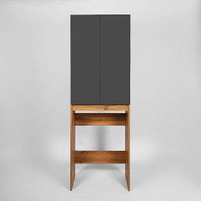 Шкаф пенал VIANT Бостон 65 VBOS645G-SHSM над стиральной машиной Графит матовый Дуб Вотан