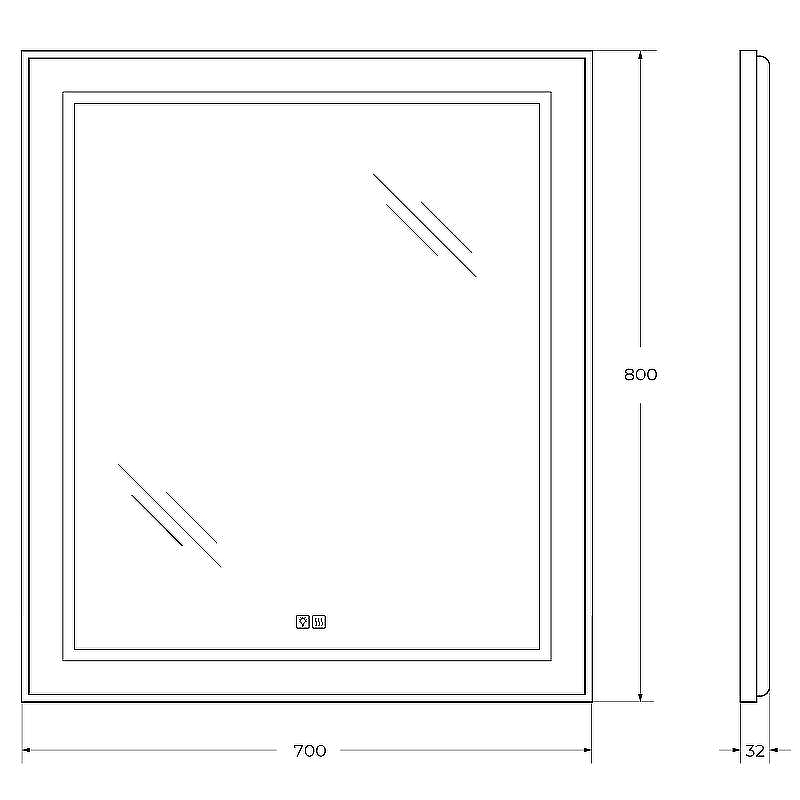 Зеркало BelBagno Kraft 70 SPC-KRAFT-700-800-LED-TCH-WARM-NERO с подсветкой Черное с сенсорным выключателем и подогревом, купить, цена, заказать, магазин, доставка, скидка, промокод, купить, цена, заказать, магазин, доставка, скидка, промокод