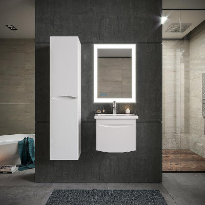 Зеркало Бриклаер Вега 55 4627125414206 с подсветкой с бесконтактным выключателем и часами