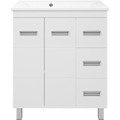 Тумба с раковиной Misty Селена 75 СО000001651 Белая глянцевая