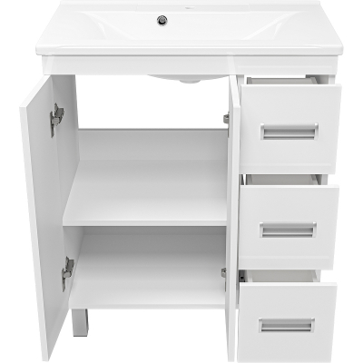 Тумба с раковиной Misty Селена 75 СО000001651 Белая глянцевая