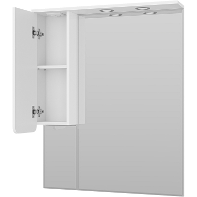 Зеркало со шкафом Misty Чегет 85 L П-Чег-02085-01Л с подсветкой Белое глянцевое