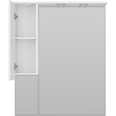 Зеркало со шкафом Misty Чегет 85 L П-Чег-02085-01Л с подсветкой Белое глянцевое