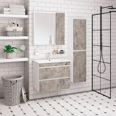 Тумба под раковину Runo Манхэттен 75 00-00001019 Серый бетон Белая