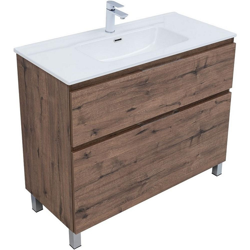 Тумба под раковину Aquanet Алвита New 100 344130 Дуб веллингтон табак, купить, цена, заказать, магазин, доставка, скидка, промокод, купить, цена, заказать, магазин, доставка, скидка, промокод