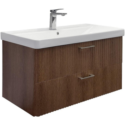 Тумба с раковиной Comforty Ангара 90П 00-00021037 подвесная Дуб темно-коричневый