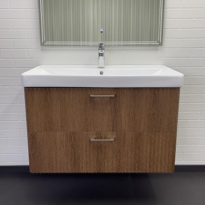 Тумба с раковиной Comforty Ангара 90П 00-00021037 подвесная Дуб темно-коричневый