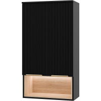 Подвесной шкаф Brevita Enfida 60 ENF-08060-021 над стиральной машиной Черный матовый Дуб Сонома светлый, купить, цена, заказать, магазин, доставка, скидка, промокод, купить, цена, заказать, магазин, доставка, скидка, промокод