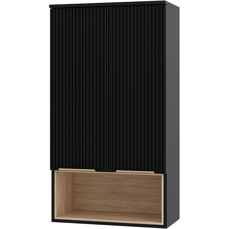 Подвесной шкаф Brevita Enfida 60 ENF-08060-021 над стиральной машиной Черный матовый Дуб Сонома светлый, купить, цена, заказать, магазин, доставка, скидка, промокод, купить, цена, заказать, магазин, доставка, скидка, промокод