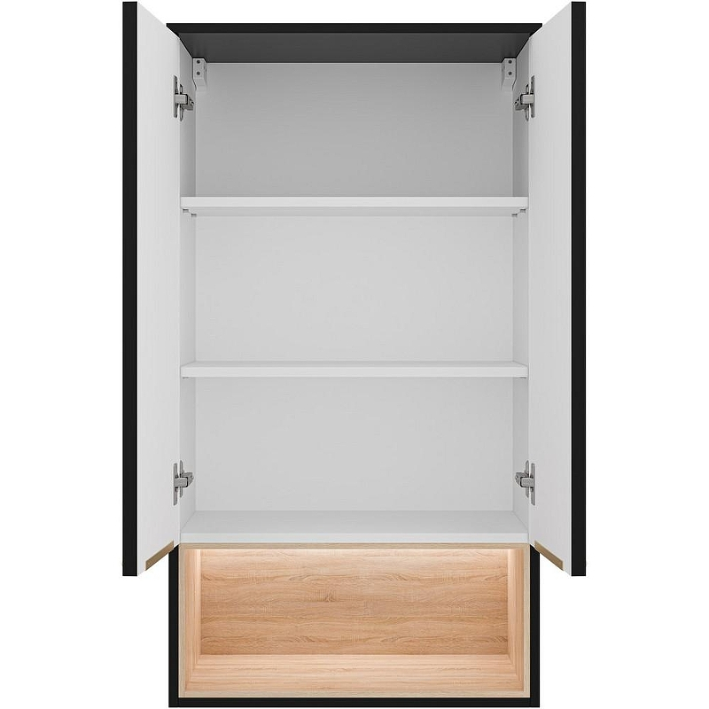 Подвесной шкаф Brevita Enfida 60 ENF-08060-021 над стиральной машиной Черный матовый Дуб Сонома светлый, купить, цена, заказать, магазин, доставка, скидка, промокод, купить, цена, заказать, магазин, доставка, скидка, промокод