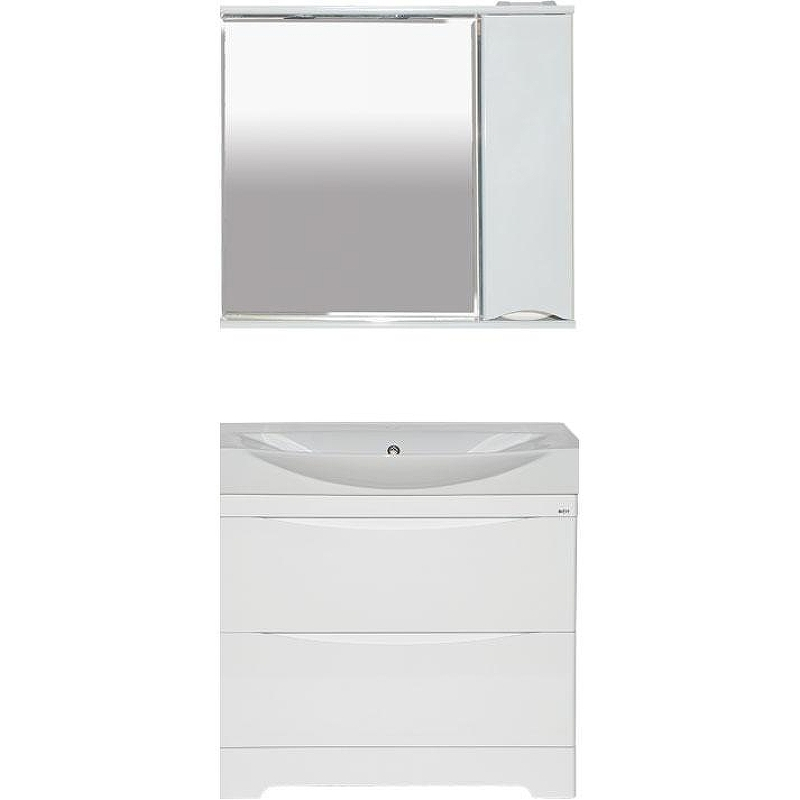 Зеркало со шкафом Misty Элвис 85 R П-Элв-01085-011П с подсветкой Белое глянцевое, купить, цена, заказать, магазин, доставка, скидка, промокод, купить, цена, заказать, магазин, доставка, скидка, промокод