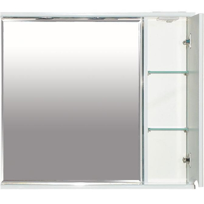 Зеркало со шкафом Misty Элвис 85 R П-Элв-01085-011П с подсветкой Белое глянцевое