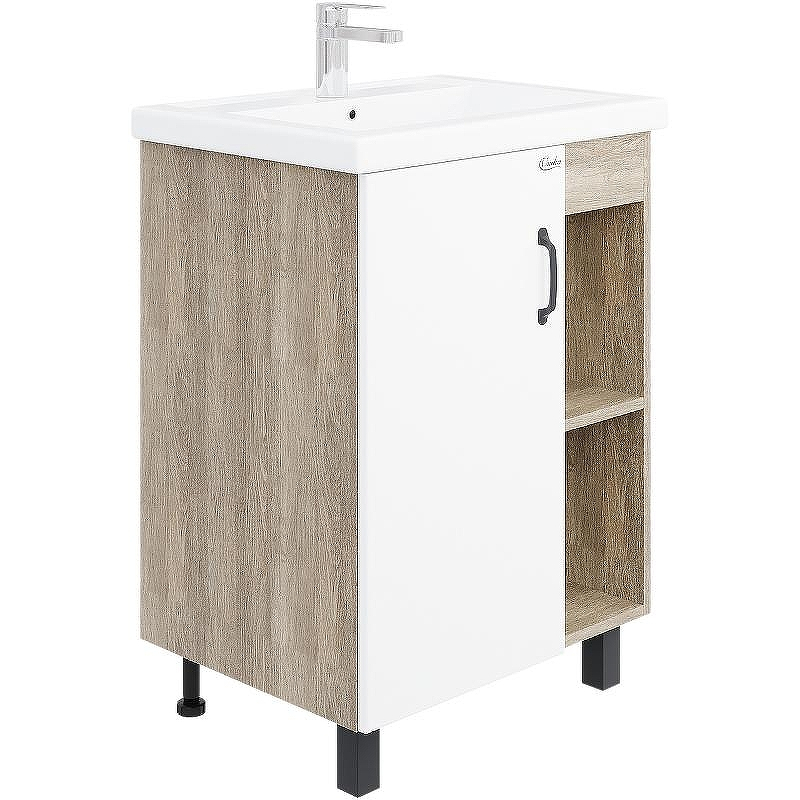 Тумба под раковину Onika Тимбер 60.01 106115 Белый матовый Дуб сонома, купить, цена, заказать, магазин, доставка, скидка, промокод, купить, цена, заказать, магазин, доставка, скидка, промокод