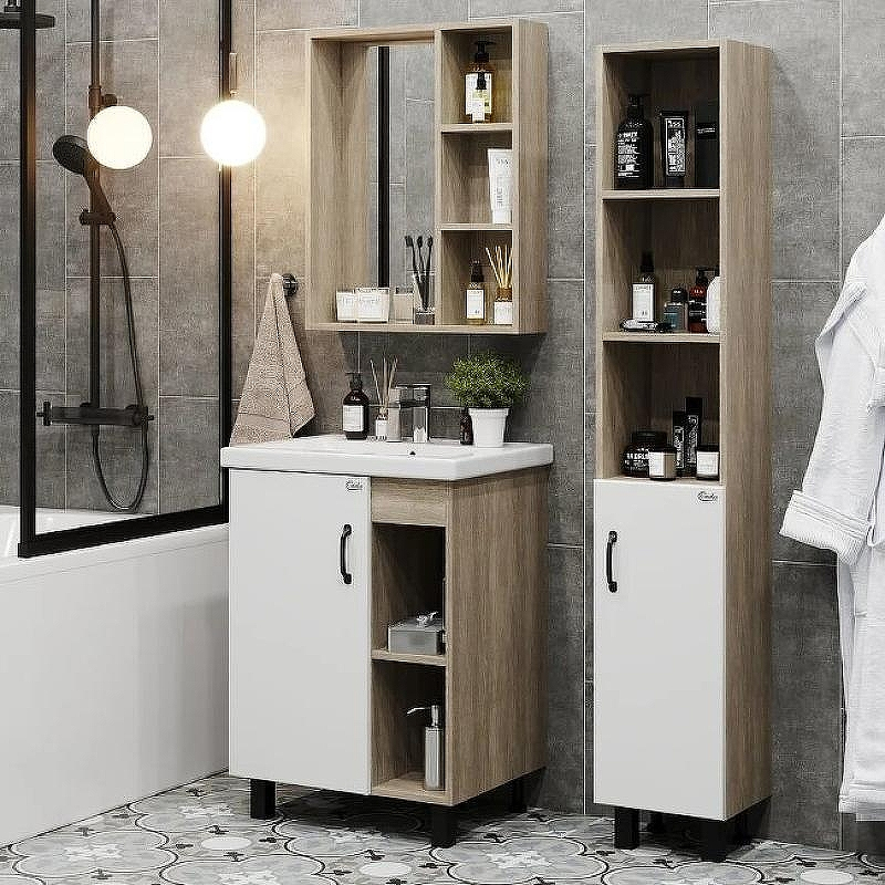 Тумба под раковину Onika Тимбер 60.01 106115 Белый матовый Дуб сонома, купить, цена, заказать, магазин, доставка, скидка, промокод, купить, цена, заказать, магазин, доставка, скидка, промокод