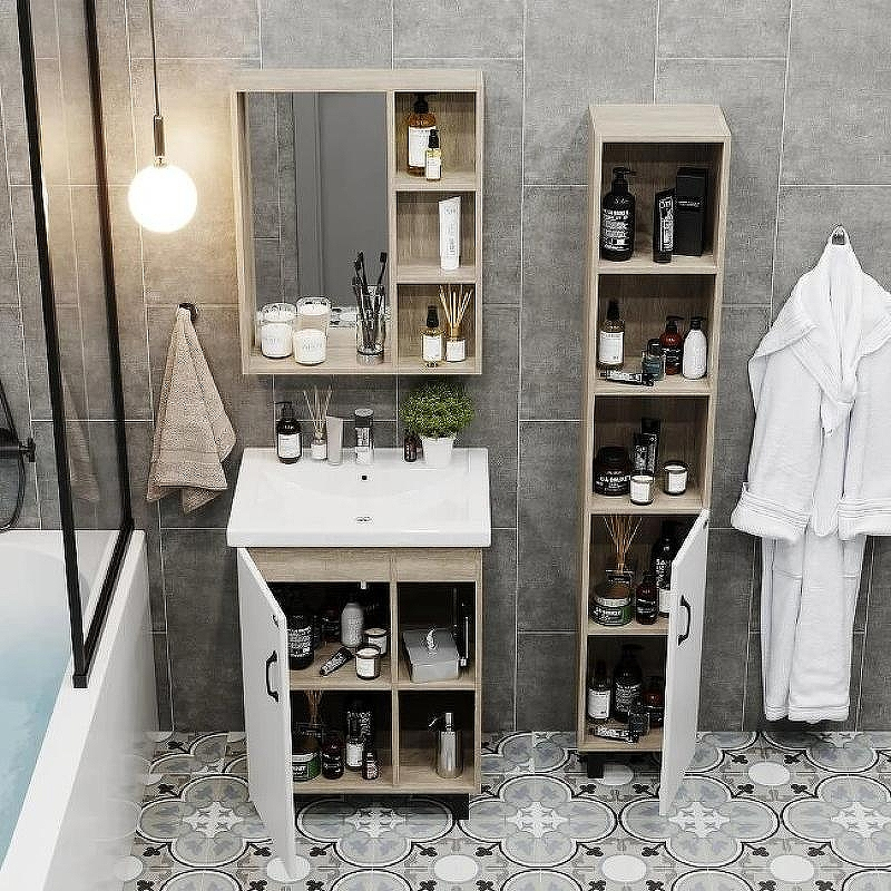 Тумба под раковину Onika Тимбер 60.01 106115 Белый матовый Дуб сонома, купить, цена, заказать, магазин, доставка, скидка, промокод, купить, цена, заказать, магазин, доставка, скидка, промокод