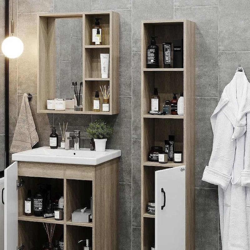 Тумба под раковину Onika Тимбер 60.01 106115 Белый матовый Дуб сонома, купить, цена, заказать, магазин, доставка, скидка, промокод, купить, цена, заказать, магазин, доставка, скидка, промокод