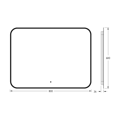 Зеркало Defesto Aura 80х60 DF 2967RH с подсветкой 25W-4500K/ИК - выключатель/Нейтральный белый свет/Черная рама
