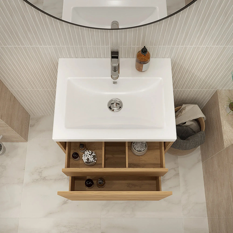 Тумба под раковину 1MarKa Миябе 60П Ц0000038243 подвесная цвет Дуб вотан, купить, цена, заказать, магазин, доставка, скидка, промокод, купить, цена, заказать, магазин, доставка, скидка, промокод