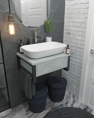 Тумба под раковину 1MarKa Grunge Loft 60П Ц0000001582 подвесная Бетон светлый