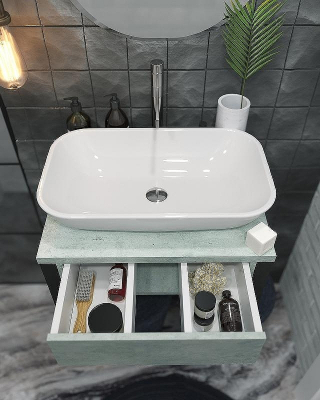 Тумба под раковину 1MarKa Grunge Loft 60П Ц0000001582 подвесная Бетон светлый