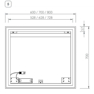 Зеркало Ravak Oblong 70 X000001563 с подсветкой квадратное