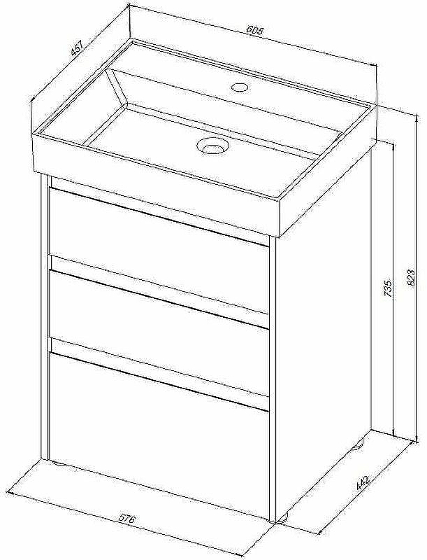 Тумба под раковину Aquanet Nova Lite 60 302470 Дуб рошелье, купить, цена, заказать, магазин, доставка, скидка, промокод, купить, цена, заказать, магазин, доставка, скидка, промокод