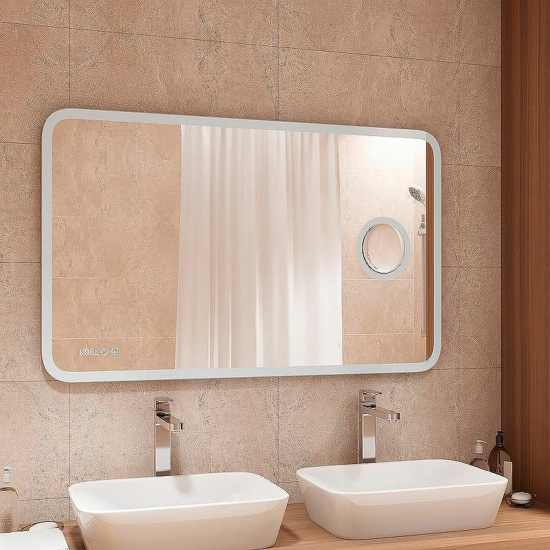 Зеркало Континент Bliss 1200х800 ЗЛП546 с подсветкой с сенсорным выключателем с увеличительным зеркалом с подогревом с часами, купить, цена, заказать, магазин, доставка, скидка, промокод, купить, цена, заказать, магазин, доставка, скидка, промокод