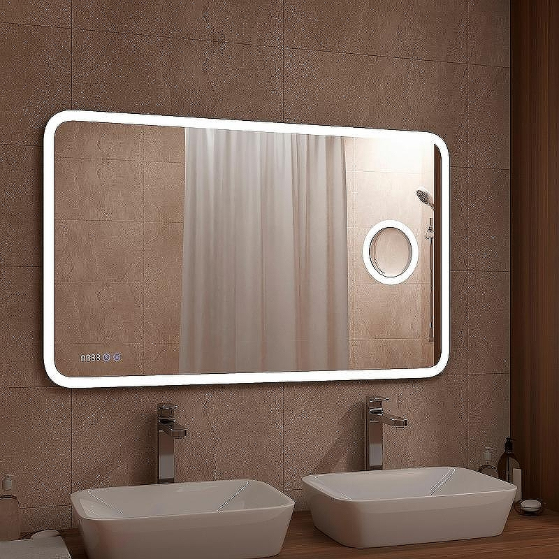 Зеркало Континент Bliss 1200х800 ЗЛП546 с подсветкой с сенсорным выключателем с увеличительным зеркалом с подогревом с часами, купить, цена, заказать, магазин, доставка, скидка, промокод, купить, цена, заказать, магазин, доставка, скидка, промокод