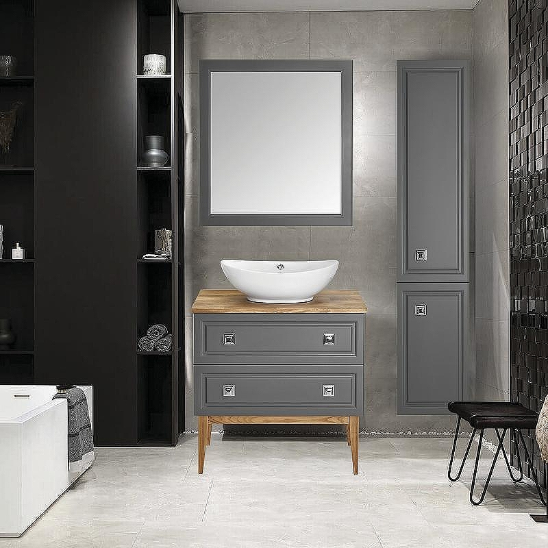 Комплект мебели для ванной ASB-Woodline Каталина 80 Grey 120951 Серый, купить, цена, заказать, магазин, доставка, скидка, промокод, купить, цена, заказать, магазин, доставка, скидка, промокод